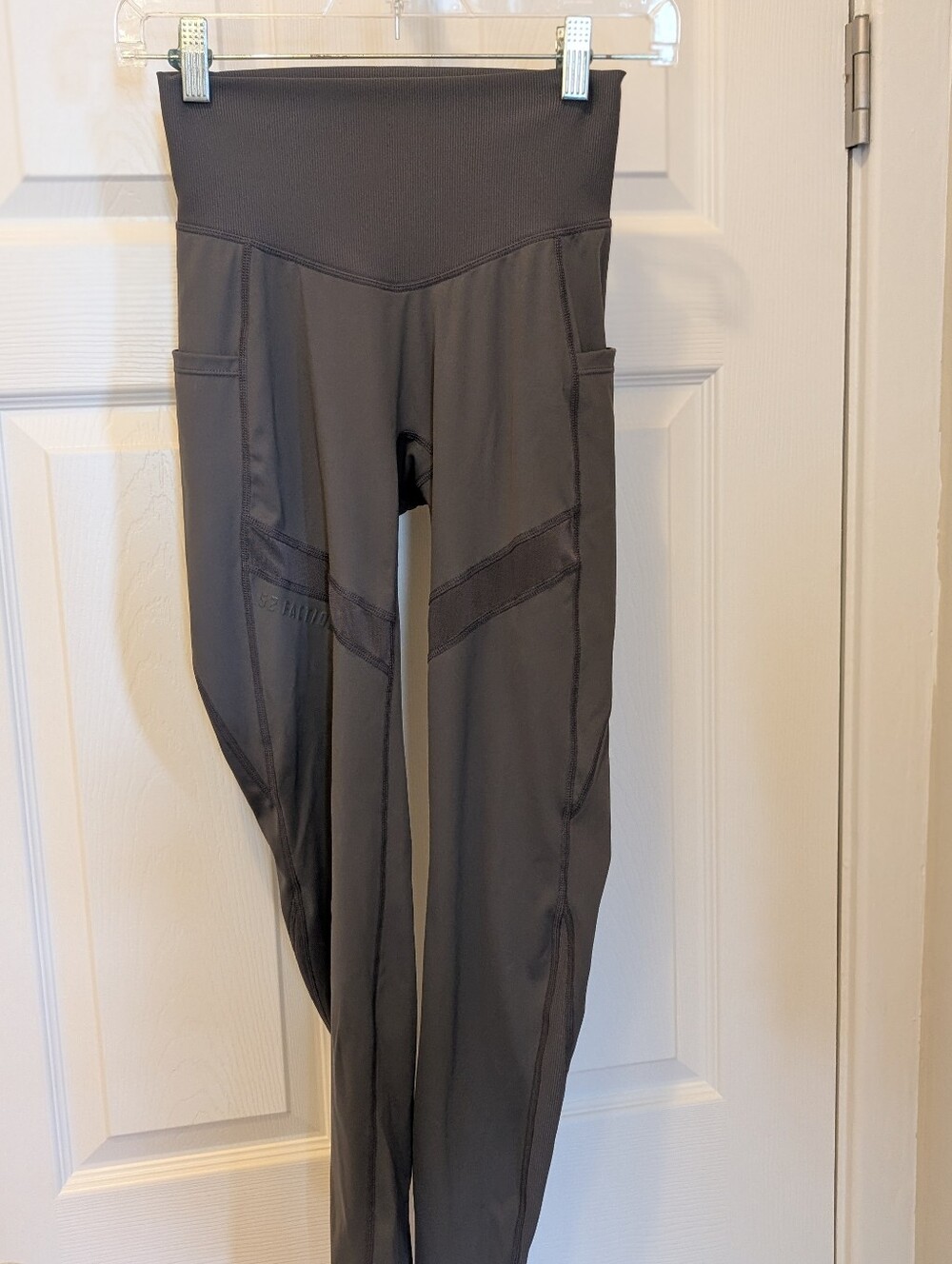 Workout Leggings High Rise Compression Mesh Gray Yoga Activewear S2 Faction Med
